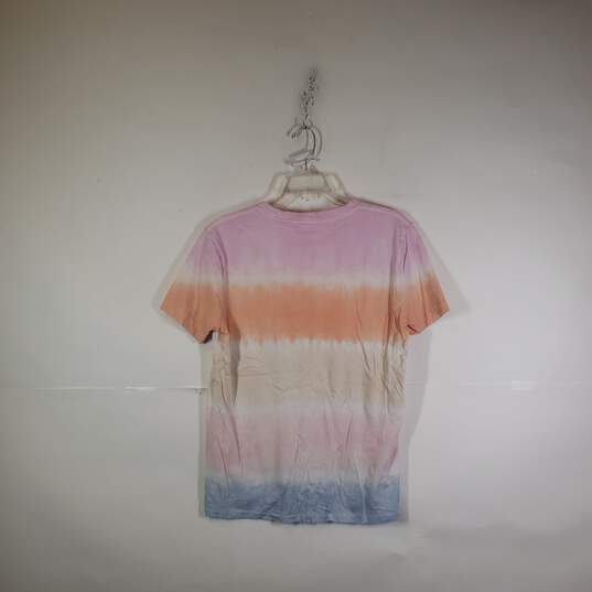 Womens Tie Dye Chest Pockets Short Sleeve Crew Neck Pullover T-Shirt Size XS image number 2