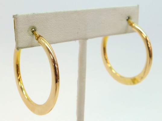 Milor 14K Gold Tapered Flat Tube Hoop Earrings 3.1g image number 2