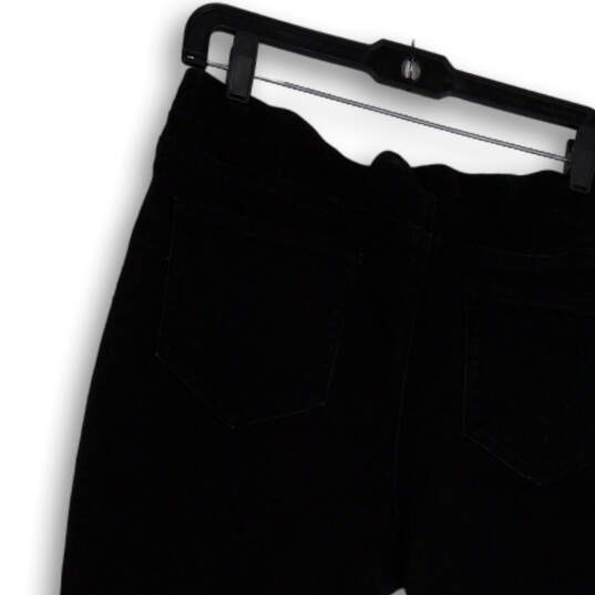 Womens Black Pockets Dark Wash Denim Pull-On Straight Leg Cropped Jeans 14 image number 3