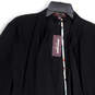 NWT Womens Black Long Sleeve Drawstring Waist Open Front Blazer Size Large image number 3