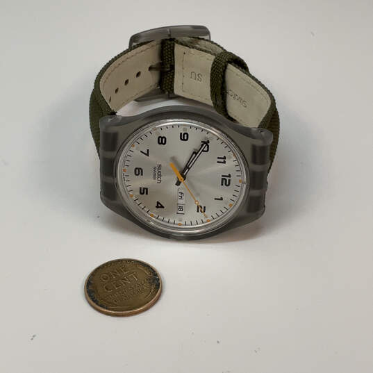 Designer Swatch Swiss Round Dial Green Adjustable Strap Analog Wristwatch image number 3