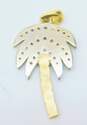 14K Two Tone Gold 0.27 CTTW Diamond Palm Tree Pendant- For Repair 3.8g image number 3
