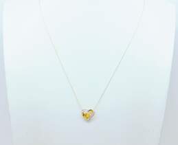 10K Yellow Gold Diamond Accent Heart Pendant Necklace 1.3g