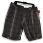 NWT Mens Gray Plaid Flat Front Slash Pocket Golf Chino Shorts Size 38 image number 3