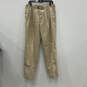 Mens Beige Flat Front Slash Pocket Straight Leg Dress Pants Size 34x32 image number 1