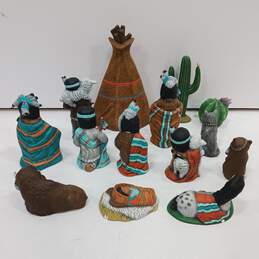 Bundle of 14 Assorted Ceramic Native American Nativity Set alternative image