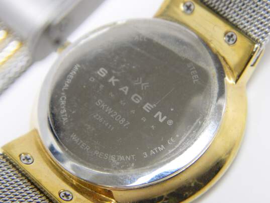 3 Skagen Titanium Silver Tone & Two Tone Mesh Quartz Watches 128.3g image number 7