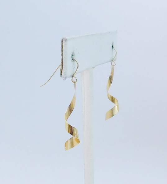 14K Gold Spiral & Vine Earrings 1.6g image number 3
