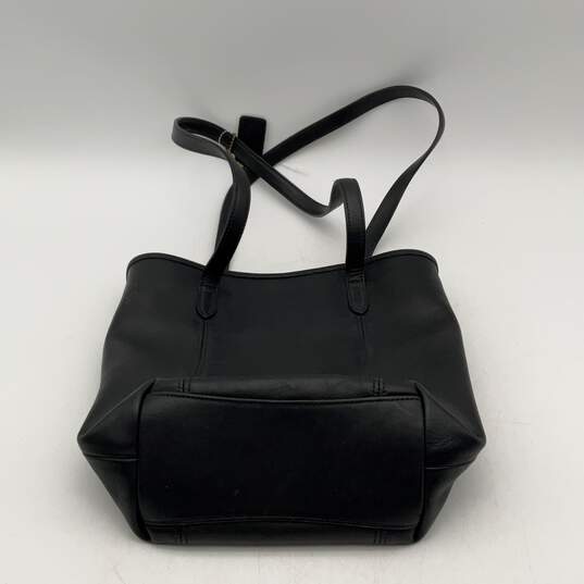 Coach Womens Black Leather Double Strap Bag Charm Zipper Tote Handbag image number 2