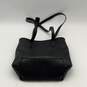 Coach Womens Black Leather Double Strap Bag Charm Zipper Tote Handbag image number 2
