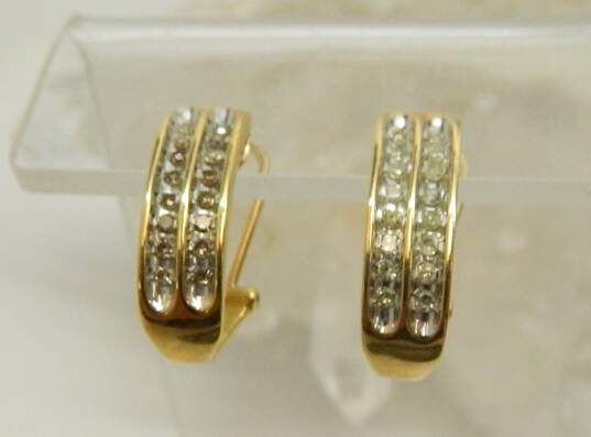 10K Yellow Gold 0.48 CTTW Diamond Omega Back Earrings 5.6g image number 4