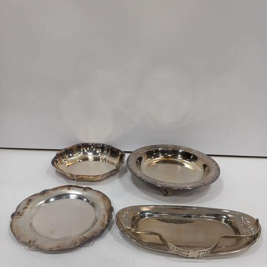 4pc Bundle of Vintage Assorted Silver-Plated Serving Dishes image number 1