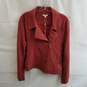 Max Studio Women's Red Cotton Textured Knit Moto Jacket Size XL image number 1