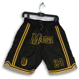Depgka Mens Black Yellow Los Angeles Lakers Kobe Bryant Mamba NBA Shorts Size L