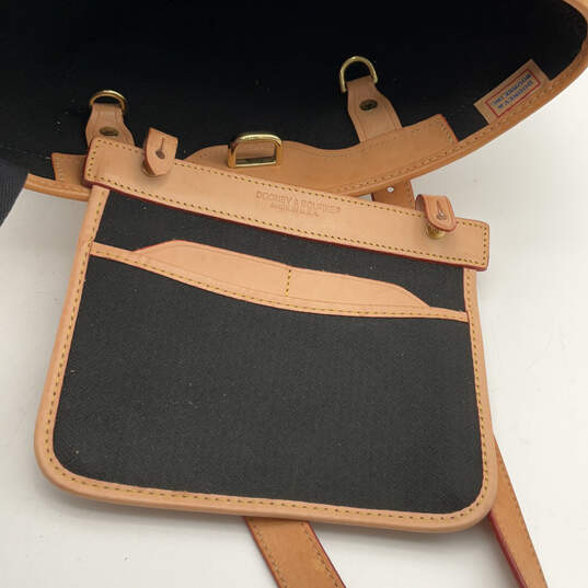 Womens Black Tan Removable Pocket Logo Charm Double Handle Bucket Bag Purse image number 6