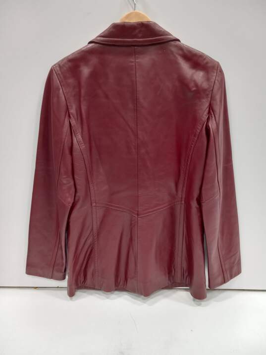 Nine West Women's Red Leather Jacket Size Medium image number 2