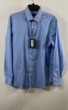 NWT Hart Schaffner Marx Mens Blue White Floral Button-Up Shirt Size Medium
