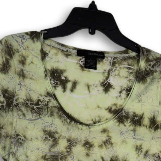 Womens Green Tie Dye Short Sleeve Scoop Neck Pullover T-Shirt Size Medium image number 3
