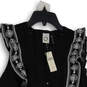 NWT Womens Black White Akemi+Kin Adelina Embroidered Blouse Top Size 12 image number 3
