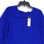 NWT Womens Blue Long Sleeve Keyhole Back Ruffled Hem Shift Dress Size S image number 3