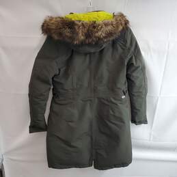 The North Face Olive Green Full Button/Zip Hooded Parka Coat Jacket Women's Size L alternative image