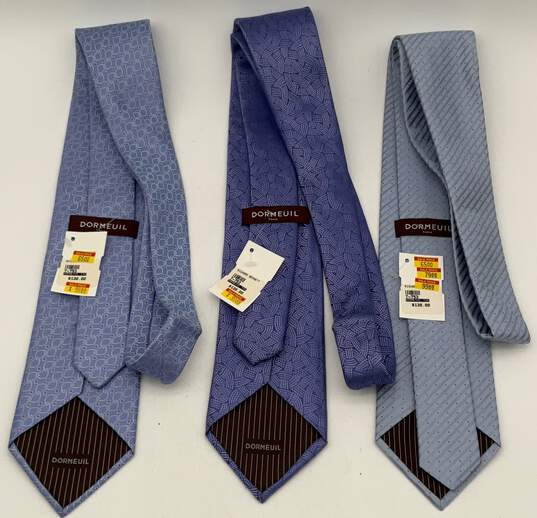 NWT Mens Blue Geometric Silk Adjustable Designer Neckties Lot Of 3 image number 4
