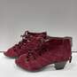 Earth Women's Burgundy Suede Lace-Up Heeled Ankle Boots Size 7D image number 2
