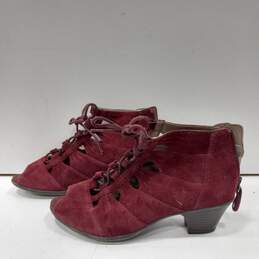 Earth Women's Burgundy Suede Lace-Up Heeled Ankle Boots Size 7D alternative image