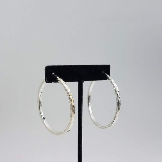 Sterling Silver Cubic Hoop & Stud Earrings Bundle 3pcs 20.4g image number 4