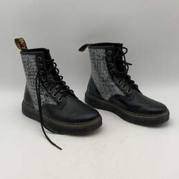 Dr. Martens Unisex Zavala Black Silver Round Toe Ankle Combat Boots Size M6 L7