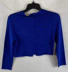NWT Elie Tahari Womens Blue Knitted Classic Short Cardigan Sweater Size Small alternative image