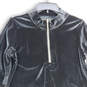 Womens Black Velvet Mock Neck 1/4 Zip Long Sleeve Shift Dress Size L image number 3