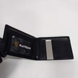 Runbox Black Leather Slim Minimalist Wallet With Money Clip IOB alternative image