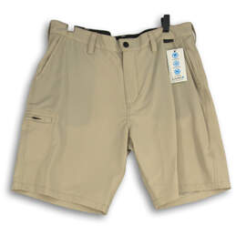 NWT Men's Beige Belt Loops Flat Front Slash Pocket Chino Shorts Size 36