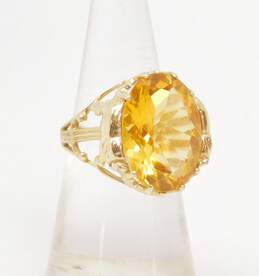 10K Yellow Gold Oval Citrine Cocktail Ring 6.3g