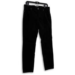 Womens Black Flat Front Pockets Skinny Corduroy Ankle Pants Size 12/32