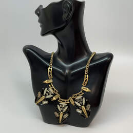 Designer J. Crew Gold-Tone Crystal Cut Stone Classic Statement Necklace