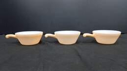 Bundle of 3 Peach Colored Fire King Ceramics Bowls w/ Handles
