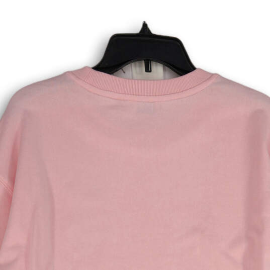 NWT Womens Pink Long Sleeve Round Neck Pullover Cropped Top Size Medium image number 4