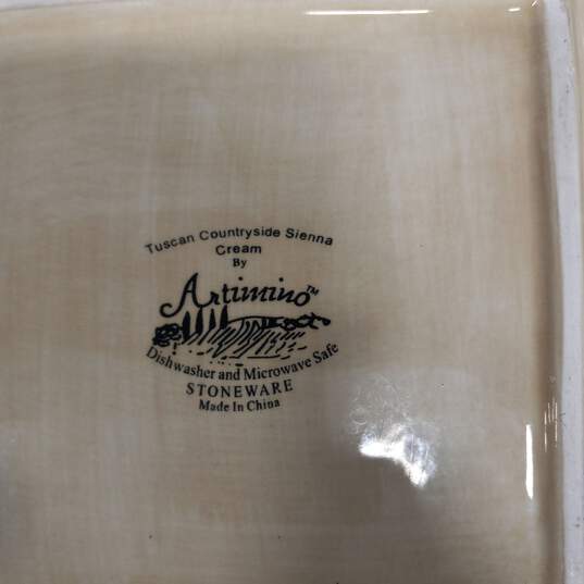 9PC Artimino Stoneware Tuscan Countryside Sienna Pattern Square Plate Bundle image number 3