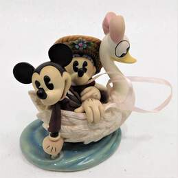 Vintage Disney Mickey & Minnie Swan Boat Ceramic Figurine Ornament