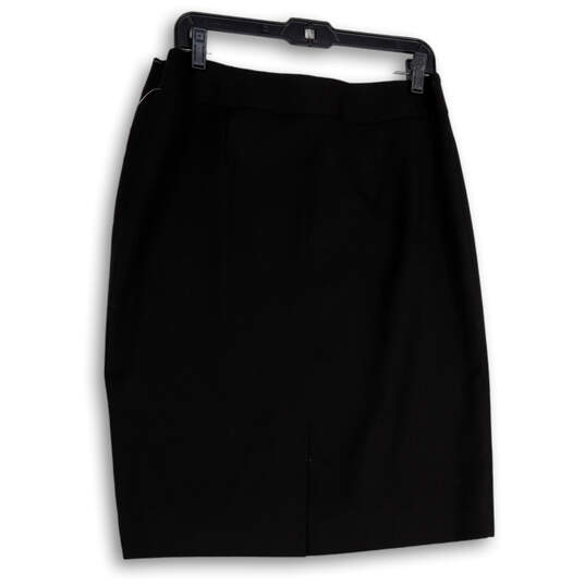Womens Black Stretch Side Zip Back Slit Straight & Pencil Skirt Size 12 image number 2