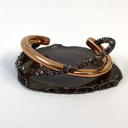 Designer Swarovski Rose Gold Crystaldust Cross Fashionable Cuff Bracelet