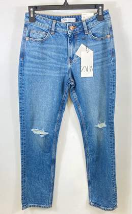 Zara Women Blue Straight Leg Jeans Sz 2