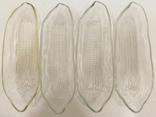 Set of 4 Clear Glass Corn on the Cob Dish Holders image number 1