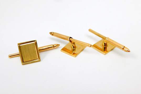 VNTG Lindsay & Co Brushed 14K Yellow Gold Cufflinks & Tuxedo Shirt Buttons 14.9g image number 10