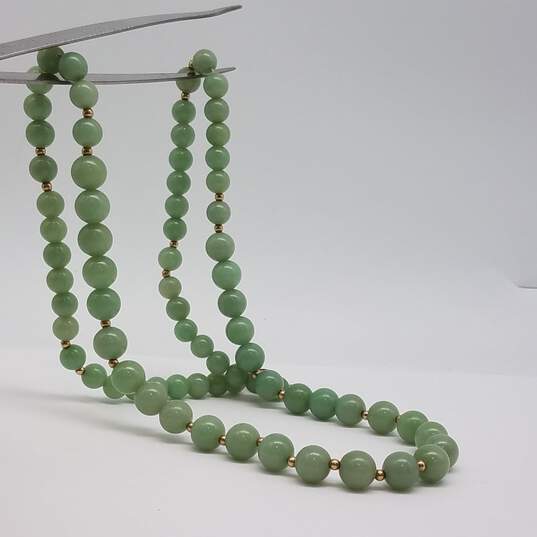 Sterling Silver Green Gemstone Gold Tone Bead 29in Necklace 75.1g image number 4