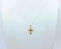 10K Yellow Gold Heart Sapphire Diamond Accent Cross Pendant Necklace 2.3g image number 2