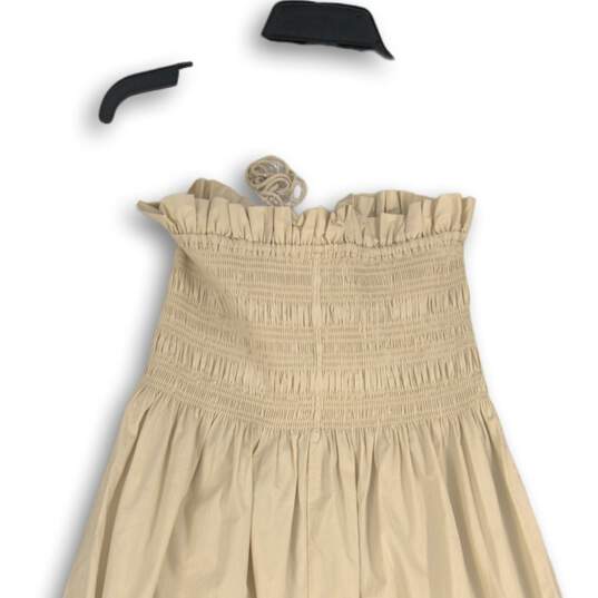 H&M Womens Beige Strapless Smocked Knee Length A-Line Dress Size Medium image number 4