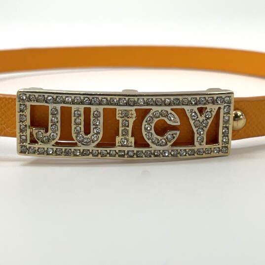 NWT Designer Juicy Couture Gold-Tone Buckle Brown Leather Choker Necklace image number 1